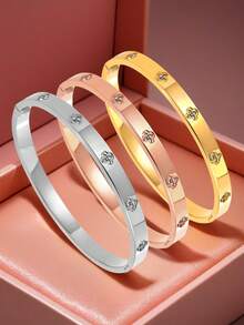 1 قطعة/3 قطع سوار من الفولاذ المقاوم للصدأ، مطلي بالمرآة، مطلي بالفراغ، لا يتلاشى، طراز كلاسيكي عصري، مناسب للارتداء اليومي، إكسسوارات مجوهرات ذهبية، سوار نسائي، مجوهرات نسائية من الفولاذ المقاوم للصدأ - مجموعة أساور من 3 قطع - مشاهدة 13