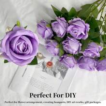 1 bông hồng giả thân dài, hoa lụa, hoa xốp trông như thật, thích hợp cho Ngày Valentine, trang trí nhà cửa, đám cưới, bó hoa cưới tự làm, trang trí bàn, tiệc cô dâu, trang trí Ngày Valentine, tiệc mừng em bé, trang trí nhà cửa trong nhà/ngoài trời. - màu tím nhạt - Xem 5