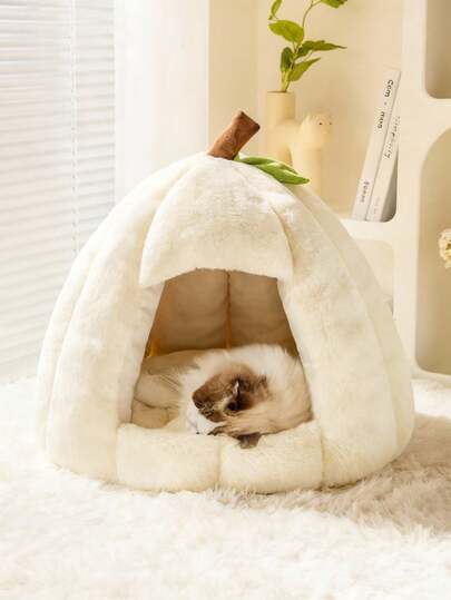 PETSIN 封闭式猫床/狗床，四季使用，秋冬季为宠物提供温暖舒适的毛绒垫子宠物用品
