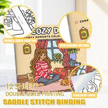 GDTME Comfortable Day Girl Relaxing At Home With Sleeping Puppy And Teapot Scene, Coloring Book For Cute Painting, Suitable As Gift For Valentine's Day, Mother's Day, Father's Day, Teacher's Day, Easter, Halloween, Christmas Party And Birthday, Great For Friends Who Enjoy Coloring And Back To School - Apricot - View 6