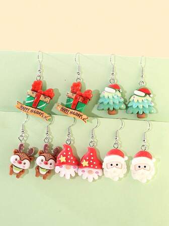 10Pcs Christmas Earrings Set For Women Dangle Drop Earrings For Teens Girls