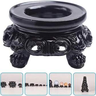 1个圆形空心水晶球支架，经典雕刻风格树脂展示架，玻璃球展示架，天然石材底座，装饰球底座，万圣节和圣诞节的理想装饰品