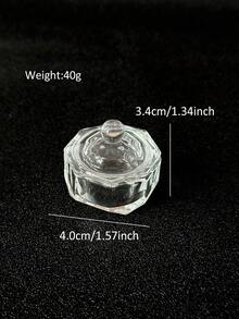 Multi-Size & Shape Transparent Glass Nail Art Brush Cleaning Cup With Lid, Nail Polish Mixing Cup, Nail Jewelry Accessories Storage Box - Clear - View 7