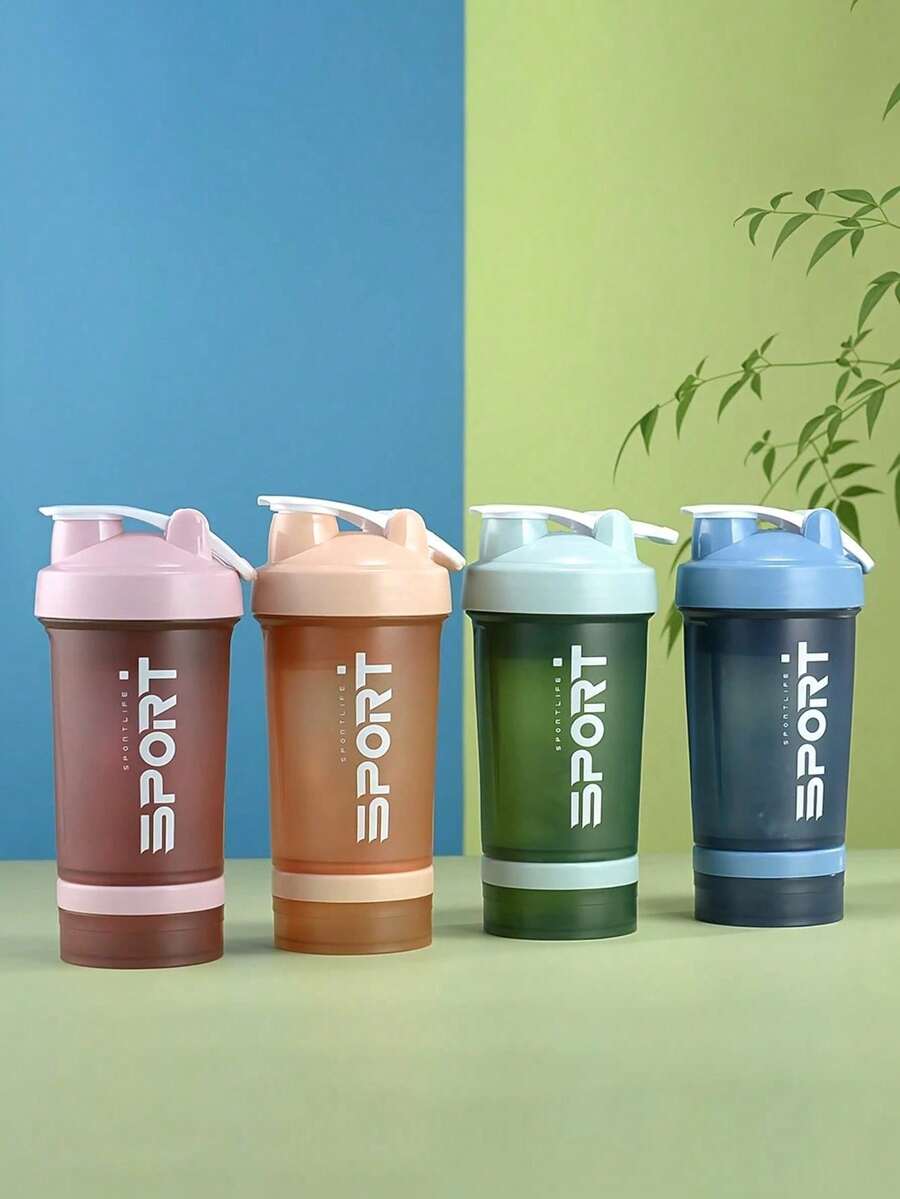 1pc 3-Layer Protein Shaker Bottle - Ideal For Mixing Protein Powder, Non-Slip Portable Design With Handle | Perfect For Outdoor Fitness