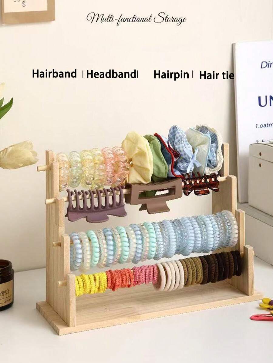 Support d'affichage en échelle en bois à plusieurs niveaux - réglable et personnalisable pour boucles d'oreilles, pinces à cheveux et bijoux - couleur du bois - Voir 1