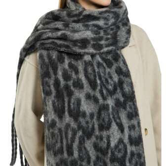 Plus Size Fashionable Leopard Print Shawl, Women's Long Blanket-Style Scarf, Autumn/Winter New Retro Leopard Print Tassel Scarf, Women European And American Warm Versatile Scarf, High-End Fashionable Tassel Neck Warmer