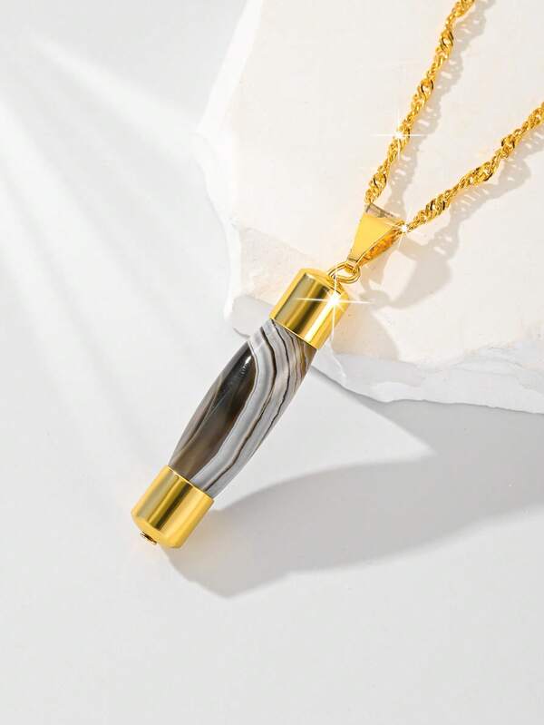 قلادة نسائية فاخرة بسيطة مخصصة + قلادة من العقيق الطبيعي، كل قلادة من العقيق الطبيعي لها لون وطراز فريد، التوصيل عشوائي