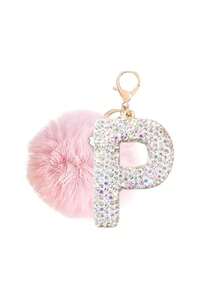 1pc Fashionable Luxurious Alphabet Necklace And Fluffy Pom Pom Keychain Bulk,Faux Pompoms Keyring For Women Bags Craft,Keychain, Bag Charm,Diy Backpack Decorrhinestone,Letter A-Z, With Tote Bags, Backpacks, Shoulder Bags, Etc,For Women Bag Pendant Charm,Car Accessories Bag Charm,Birthday/Mothers Day Gifts For Women,Christmas Gifts, New Year's Gifts - Multicolor - View 11