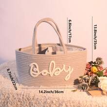 1 Stück tragbarer, handgehaltener Seilkorb mit gewebtem Buchstabenmuster zur Aufbewahrung von Windeln, Flasche Windel Mutterbeutel, geeignet zum Aufbewahren von Babybedarf wie Flaschen und Windeln, mit unabhängigen Fächern, Aufbewahrungskorb, Geschirr Aufbewahrungskorb, für Schlafzimmer, Wohnzimmer, Küche, Badezimmer Aufbewahrung. Muttertags Geschenk.