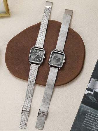 1 ชิ้น นาฬิกาข้อมือควอตซ์แฟชั่นสร้างสรรค์สไตล์มินิมอลพร้อมสายสแตนเลส เหมาะสำหรับเป็นของขวัญวันเกิด