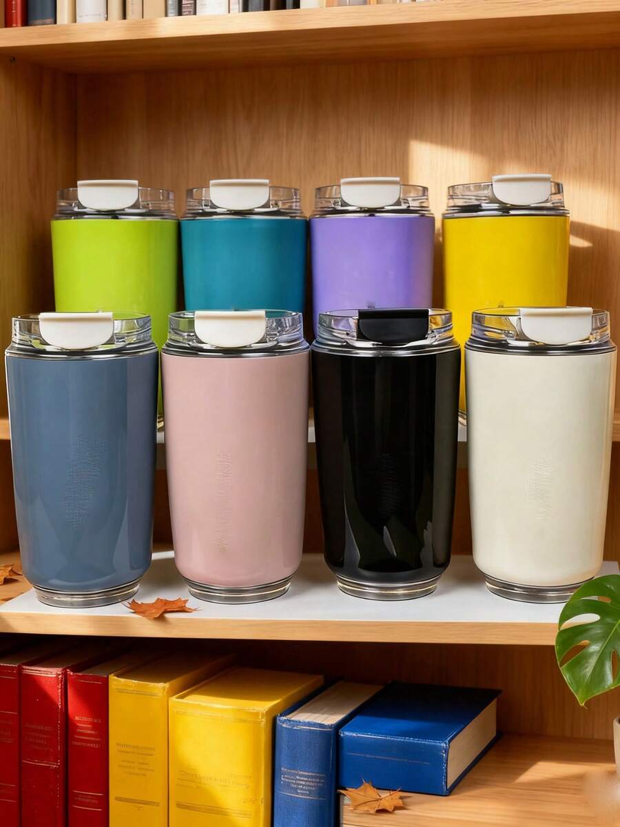 240ml Stainless Steel Vacuum Insulated Water Bottle, Coffee Cup, Suitable For Men And Women, Ideal As New Year Gift. Fashionable Design, Long-Lasting Insulation, One-Touch Drinking, Leak-Proof. Also Suitable As Business Gift, Couple's Souvenir, New Year Gift Or Ladies' Gift. - Multicolor - View 1