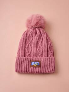 Hatastic 快乐刺绣纹理菱格纹针织保暖加厚绒球帽秋冬礼物音乐节 - 彩色 - 查看 8