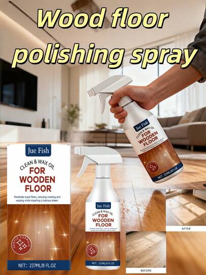 1pc Jue Fish Wood Floor Polishing Spray Solid Wood Composite Floor Cleaning, Maintenance, Stain Removal Without Leaving Marks, Brightening