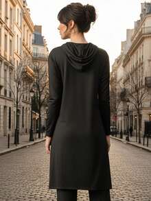 Cárdigan de Punto con Capucha para Mujer - Negro - Ver 3