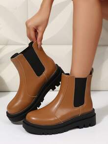 Botas de tobillo versátiles y de moda para el otoño/invierno, con suelas gruesas para uso casual y de viaje - Naranja - Ver 10