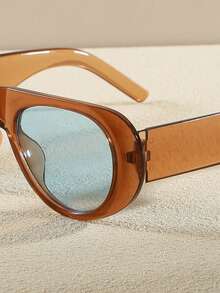 1 Pair Oval Shaped Men's Casual, Versatile, Retro, Cycling, Street Style, Beach Travel Fashion Fashion Glasses - Multicolor - View 2