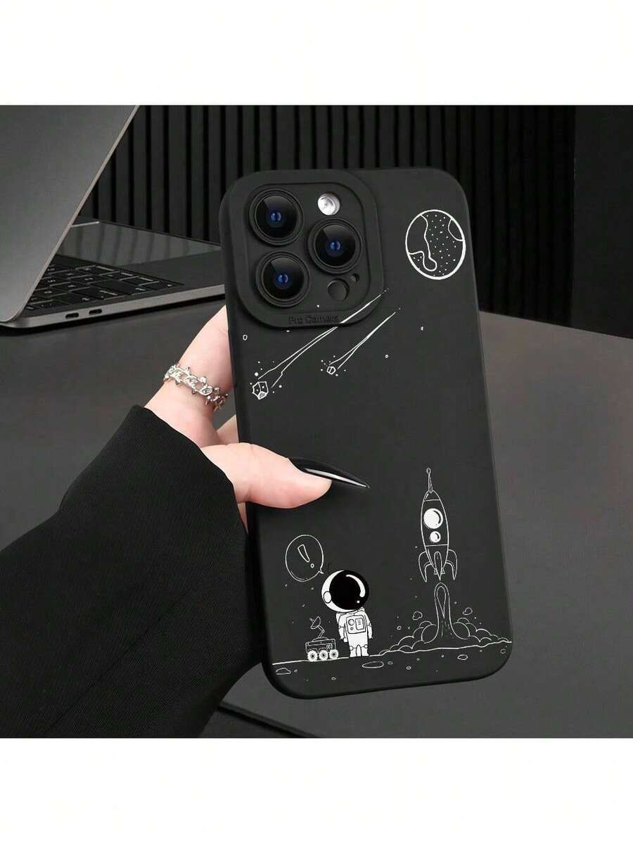 Fundas para Teléfono con Estampado de Astronauta y Cohete Creativo - Protección Premium con Estilo a la Moda - Perfectamente Compatible con  16, 15, 14, 13, 12, 11, XS, XR, X, 7, 8 Plus Pro Max Mini SE - Multicolor - Ver 1