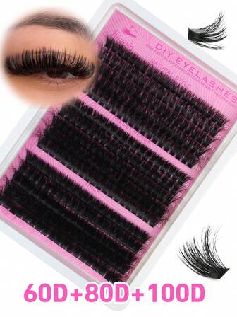 Hinarin 295PCS D Curl Lash Clusters 60D 80D 100D Mixed Volume Wispy Eyelash Extensions 10-18mm Cluster Lashes Dramatic Full Fluffy False Eyelashes Clusters