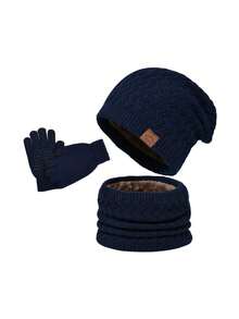 男士针织帽围巾套装，保暖内衬针织帽和围脖，冬季 - 彩色 - 查看 9