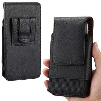 Högkvalitativt vertikalt telefonfodral i PU-läder med bältesklämma och kortplatser - Passar telefoner från 6,5 till 7 tum, flera fack för förvaring, lämplig för utomhusbruk, camping, vandring och daglig användning, perfekt för Thanksgiving, fars dag-presenter