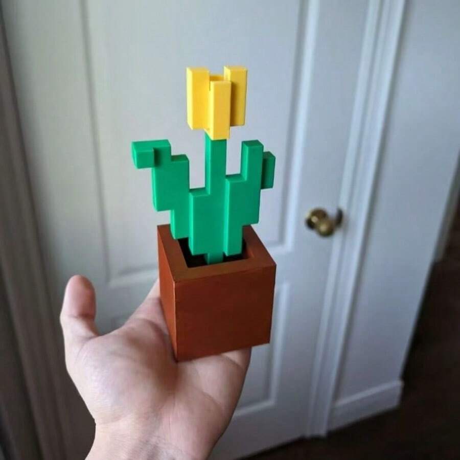 زهرة التوليب ذات البكسل المطبوعة ثلاثية الأبعاد بطول 17 سم/6.7 بوصة، ديكور منزلي فريد للغرفة والمكتب والمعيشة، مصنوعة من البلاستيك بتصميم بكسل، أوراق خضراء، نماذج أزهار مطبوعة متعددة الألوان، مثالية لديكور المنزل الحديث، ديكور بدون طاقة | ديكور منزلي حديث | حرفية، ديكور غرفة المعيشة والإكسسوارات - متعدد الألوان - مشاهدة 1