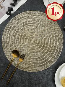 1/2/4/6pcs Gold Round Simple PVC Placemats, Washable, Easy To Clean, Wipe-Clean, Non-Slip, Holiday Wedding Party Dining Table Decor - Multicolor - View 9