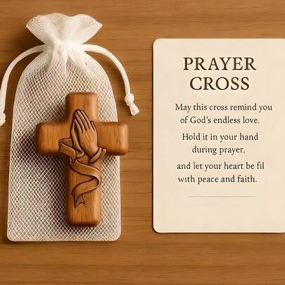 1PC Handheld Wooden Prayer Cross – Biblical-Inspired Christian Devotional Accessory, Religious Gift For The Faithful/Ooted In Biblical Wisdom And Crafted With Reverence, Our Handheld Wooden Prayer Cross Is More Than An Accessory-It's A Tangible Connection To The Promises Of Scripture.