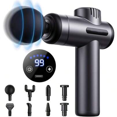Massage Gun Muscle Percussion Massager With 99 Speeds 8 Massage Heads LCD Touch Screen Back Massage Gun Massager With USB C Charging For Muscle Massage Relaxing