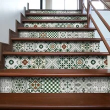 24 PCS Modern Style PVC Tile Stickers Waterproof Antifouling Self Adhesive Kitchen Bathroom Floor Art Wall Decor Decals, Morocco Decorative Patterns Thickened Moisture-Proof Oil-Proof Kitchen Stickers Self-Ad - Multicolor - View 6