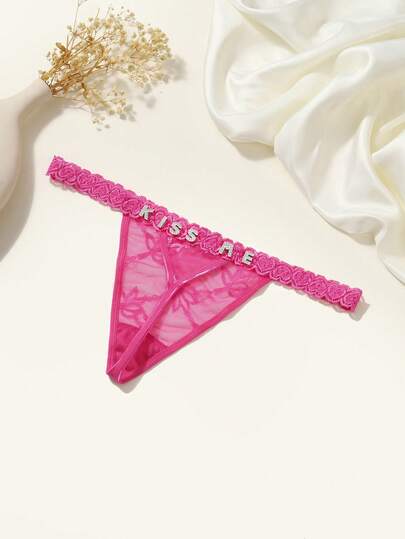 Customized Name Crystal Letter Thong Panties, Sexy Lingerie, Personalized Rhinestone Underwear, Bridal Gift, Women's Intimate Apparel