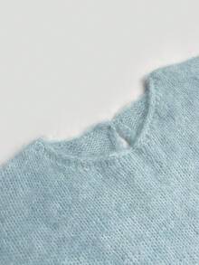 Women's Simple Solid Color Knit Pullover Sweater, European And American Style, Suitable For Daily Wear In Winter - Baby Blue - View 8