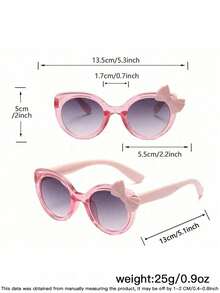 1 Set 1 PC Girl 4-8Y Cute Bow Cat-Eye Frame Fashionable Pink Glasses And 1 PC Bohemian Ring Buckle Eyeglass Chain, Suitable For Daily Outfit Matching, Ideal As A Holiday Gift - Multicolor - View 5