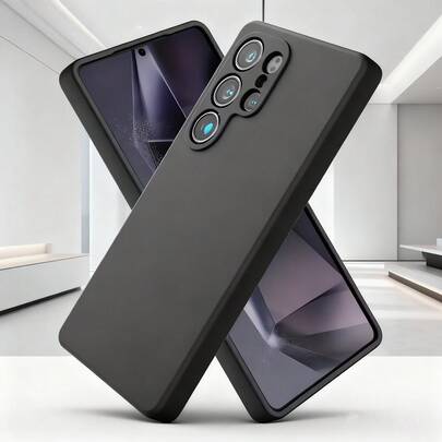 A Black Frosted Phone Case, Suitable For Galaxy A17/A07/S25 FE, Re,D,MI 10C/12C/13C/14C/ Pixel 10 Pro/ Pixel 10, Etc. It's A Phone Case, Phone Cover, Phone Jacket, Black Phone Case, Simple Phone Case, Solid-Color Phone Case, Black TPU Shockproof Phone Case (Military-Grade Protection), Thin And Light Phone Cover, And Mobile Phone Shell.