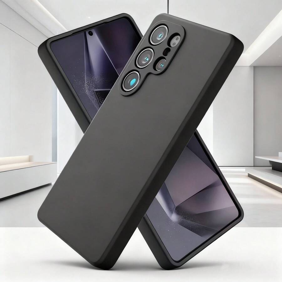 A Black Frosted Phone Case, Suitable For Galaxy A17/A07/S25 FE, Re,D,MI 10C/12C/13C/14C/ Pixel 10 Pro/ Pixel 10, Etc. It's A Phone Case, Phone Cover, Phone Jacket, Black Phone Case, Simple Phone Case, Solid-Color Phone Case, Black TPU Shockproof Phone Case (Military-Grade Protection), Thin And Light Phone Cover, And Mobile Phone Shell. - Black - View 1