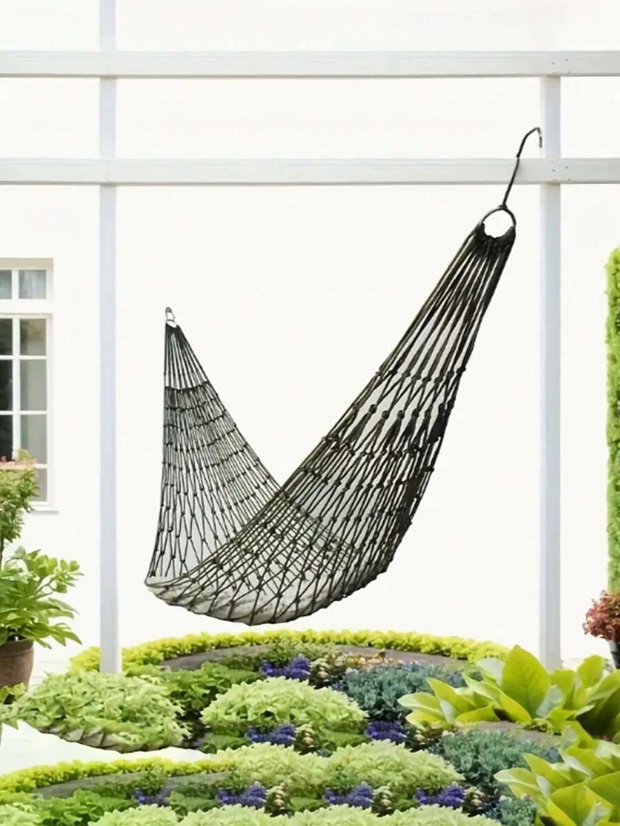 1个加厚单人吊床，便携式加厚尼龙户外网状吊床秋千吊床 - 多功能秋千/椅子/野餐，透气轻便，适合户外休息、沙滩、花园、露营、庭院、后院、门廊旅行（无需支架/易于安装）