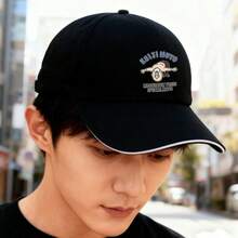 Black bag, cap, design of a strongman, modern, fashion, including keywords low cap Baseball cap ball cap fashionable unisex duck cap retro breathable graphic print low cap snapback snapback cap Duckville cap sports small head around visual baseball cap large head around - ブラック - チェックする 3