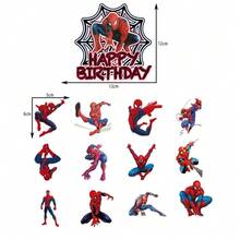 Spiderman Cake Decorations, Children's Birthday Cake Decorations Spiderman Birthday Party Gifts, Cake Decorations - Multicolor - View 2