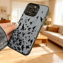Cubierta de teléfono para iPhone con diseño de pájaros en vuelo gris oscuro y negro estilo artístico para uso diario en casa y oficina Aplicable a teléfonos Apple y Galaxy. - Blanco - Ver 6
