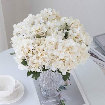 1/80PCS Artificial Hydrangea Flowers Bouquet Fake Plants Room Decor Fake Flowers Garden Decor Centerpieces Birthday Party Decoration Wedding Flower Basket, Bride Holding Flowers, Home Decoration, Dining Room, Bedroom, Windowsill Decoration, Vase Decorations, Valentine's Day Gift, New Year Decoration, Outdoor Garden, Start Of School Season