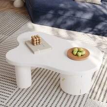 Asymmetrical Coffee Table, Stylish And Sturdy, Suitable For Living Rooms And Offices, With Storage Space. - White - View 2