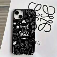 Funda para  <<Viaja por el mundo» con diseño de aventura. Compatible con  17,  16,  16 Pro Max,  15,  15 Pro Max,  14,  13,  12 y  11 Pro. Fabricada en TPU, ofrece protección antigolpes. Un regalo ideal para familiares, amigos, viajeros, cumpleaños, Halloween, Navidad, parejas y San Valentín. - Negro - Ver 5