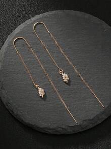 Nooxian 1 Cặp bông tai tua rua đính đá Zirconia hình lá thời trang tinh tế - vàng vàng - Xem 6