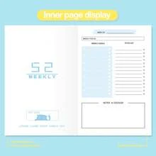 1 Stück undatierter Planer Notizbuch, 54 Seiten Wochen-/Tagesplaner, Zeitmanagement Datingplaner, wasserfester Einband zum reibungslosen Schreiben, Planer für das neue Jahr 2026, Weihnachtsgeschenk für Freunde und Familie - mehrfarbig - Übersicht 4