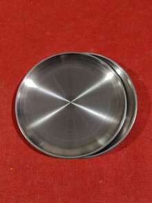 1 set de 2 piezas o 4 piezas de platillo de acero inoxidable de color plateado, con estilo simple, se puede usar como plato, plato de frutas, bandeja y talla grande, adecuado para el uso diario en el hogar, también adecuado para picnics, campamentos o fiestas de barbacoa y otras ocasiones, útiles escolares - Plateado - Ver 22