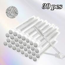 Waloshow Bộ cọ trang điểm mi giả kim cương 1-10-20-30-40-50 chiếc, cọ chuốt mascara nối mi với đầu cọ thay thế, cọ trang điểm kim cương sáng bóng chống bụi. - Nhiều màu - Xem 28