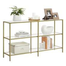 VASAGLE ULGT024A01 51.5 Inch Console Sofa Table With 3 Shelves, Entryway Table With Tempered Glass Shelf, Gold - Gold - View 10