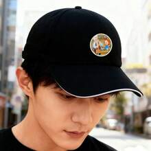 A cool backpack hat with black anime characters, trendy. retro duck cap low cap low cap snapback sports graphic print Baseball cap snapback cap Duckville cap ball cap unisex baseball cap small head around large head around visual fashionable breathable - ブラック - チェックする 3