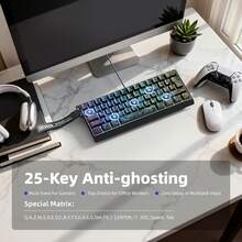 60% Gaming Keyboard, Numeric Keypad And Mouse Set. This Mini Gaming Keyboard Has 61 Keys And Features True RGB Backlighting. Detachable Type-C Cable, Suitable For PC Gamers, Typists, Travelers And Business Users. Portable And Compact, Making It An Ideal Choice For Christmas Gifts, New Year Gifts, Christmas Decorations, Children's Christmas Gifts, Family Gifts, And Year-End Gifts. - View 5