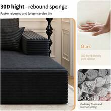 135.4" Cloud Modular Sectional Sofa Couch With L-Shape Chaise,Modern Minimalist Upholstered Couches For Living Room Bedroom,Deep Seat Corner Couch,No Assembly Required (Black,Right Facing Chaise) - 黑色 - 查看 3