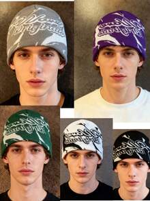 1pc These Men's Knit Beanies With Bold Lettering Come In Multiple Colors, Offering A And Warm Design, Making Them Ideal Fashion-Forward Winter Headwear - Multicolor - View 12